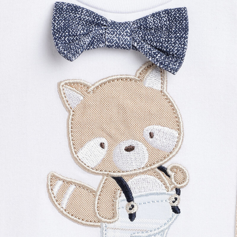 Boys White and Blue Applique Short Sleeve Rompers image number 5